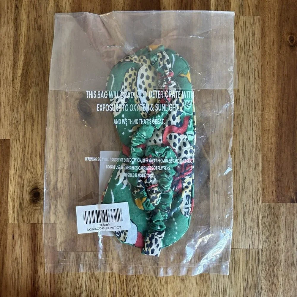 Print‎ Fresh Eye Mask in Bagheera ONE SIZE Green Multicolor Animal Print SPA NEW